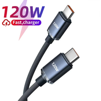 120W 7A Type C to Type C Cable For Iphone 15 Xiaomi Oneplus Mobile Phone Fast Charge USB C Cable Type C Quick Data Charger Cords