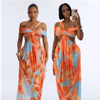 STYLISH LADY Floral Print Cutout Maxi Dress 2026 Summer Women Off Shoulder High Waist Asymmetric Hem Party Vacation Dress