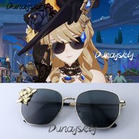 Genshin Impact Navia Caspar Cosplay Sunglasses Rose Flower Gold Frame Fashion Accessories Games Anime Costumized Outfit