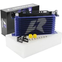 10 Row Universal LINESRACING AN10 Aluminum Oil cooler W/ 262mm Mounting Bracket Kit Trust Type Black/Blue