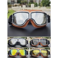 AliExpress NONE Retro Windproof Helmet Riding Goggles, Breathable HD Lens Eyewear with Adjustable Strap for Outdoor Cycling