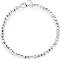 Fine Jewelry 925 Sterling Silver 4mm Round Ball Smooth Beads Bracelet For Women Girls Lover Best Gift