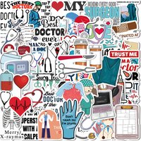 50Pcs Cartoon Doctor Nurse Stickers Waterproof Graffiti For Luggage Laptop Guitar Phone Water Bottle Decals