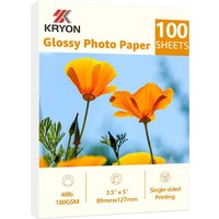 100 Sheets Photo Paper, Glossy Photo Papers, 3.5 x 5 Inch Single Side Inkjet Printer Photo Paper for Dye Ink, 180 GSM