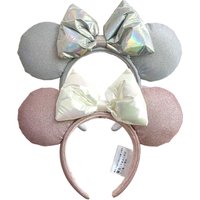 Disney Silver Pink Mickey Mouse Ear Headband For Adults Headband PP Cotton Headband Silver White Bow Ear Accessories Headwear image 4