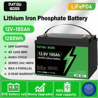 MFUZOP Upgraded 12V 100Ah LiFePO4 Deep Cycle Battery with Built-in Smart BMS, Suitable for RVs and Solar Systems, Excluding VAT
