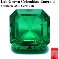 Lab Grown Colombia Emerald Asscher Cut Hydrothermal Green Gemstone for Diy Jewelry Making Material Selectable AGL Certificate