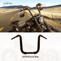 GZICMA Ape Hanger Handlebar 1.5" Diameter 1" Clamp Gloss Black for Harley Sportster XL883 XL1200 Softail Road King