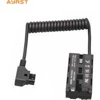 D-Tap to Dual-sided NP-F550 Dummy Battery Coiled Cable DC Coupler Accessory for Monitors LED Video Light Transmitter Receiver