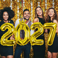 2027 Gold Crown Foil Number Balloons for 2027 New Year Christmas Eve Festival Party Supplies Graduation Decorations Navidad 2026