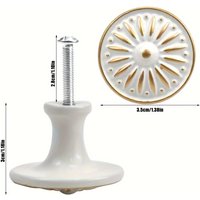 10PCS Antique Style Ivory White Single Hole Metal Drawer Pulls, Vintage Cabinet Wardrobe Furniture Hardware Handles for Drawers