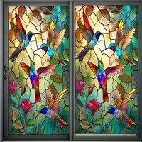 Hummingbird Window Privacy Sticker Waterproof Electrostatic Sticker Window Privacy Film Stained Glass Static Stickers Decoration