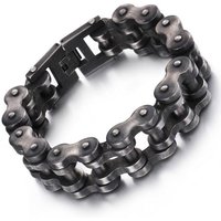 AliExpress Qiaonitu 22mm Punk Men Women Retro Matte Brush BBlack iker Bike Bracelet Hiphop Stainless Steel Motorcycle Bicycle Chain Bangle Jewelry