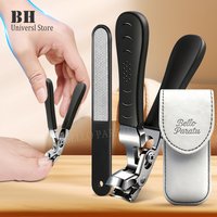1Set nail clippers with Nail File Large opening Anti-Splash storage Curved Angle Head Nail Clippers Thick Toenails Cutter
