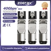 ZoeRax RJ45 Cat8 Cat7 Cat6A Connectors RJ45 Shielded Toolless Modular Termination Plug 2000MHz 40G LAN Cable for 22AWG-24AWG