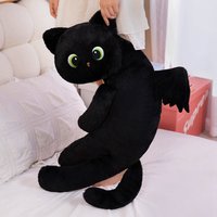 40/70/100CM Cartoon Black Cat with Wings Pillow Special-Shaped Cats Evil Kitten Dolls Sleeping Cushion Halloween Gift