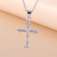 Dazzling Zircon Crystal Cross Necklace for Women Men Gothic Punk Hip Hop Jesus Crucifix Pendant Necklace Christian Party Jewelry