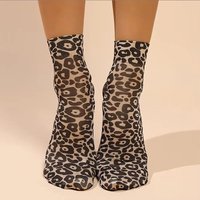 3 Pairs Leopard Flower Print Short Socks Single Summer High Elastic Comfortable Breathable Ultra Thin Shoes Short Stockings