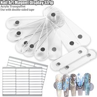 Acrylic transparent nail art template color card magnetic display strip, nail tip sample display board, with double-sided tape.