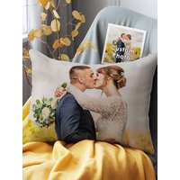 Custom Photo Pillow Cover Personalized Image Print Crystal Velvet 4 Sizes 40 45 50cm Gift For Mom Dad Couple Home Decor