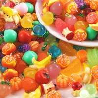 10/20/30pcs Random Mix Simulated Fruit Orange Banana Peach Acrylic Charms For Jewelry Making Supplies Handmade Pendant Materials