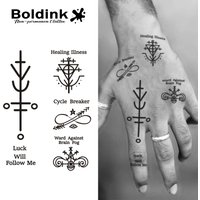 Boldink Mystery Symbol Tattoo Patch Set - Healing/Transporting/Protective Four Piece Set | 1-2 Week Durable Waterproof