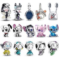 Disney 925 Sterling Silver Halloween Stitch Dumbo Princess Charms Bead For Women Original 925 Bracelet DIY Jewelry Pendant Gift