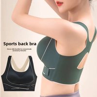 Seamless Push Up Sports Bra for Women, Non-Padded Wirefree Yoga Bra with Side Clasp, Back Support, Slimming Design