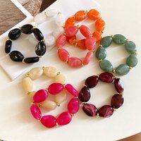 Irregular Smudging Acrylic Elastic Beaded Strand Bracelets for Women Leisure geometric Resin Bangles Fashion Jewelry Wholesale V