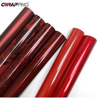 Car Stickers Glossy Red Vinyl Wrap Film Waterproof Vinyl Decorative Self-Adhesive Nti Scratch Film Car Wrap Motorcycle Stickers