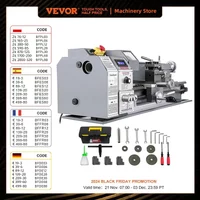 VEVOR Mini tokarka do metalu o zmiennej prędkości duża zakres obrotu 220V 110V do obróbki metali toczenie wiercenie gwintowanie tworzenie gwintów