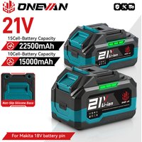 Batterie au lithium ONEVAN 22500mAh 15000mAh avec indicateur de capacité rechargeable pour outils électriques Makita 21V 18V