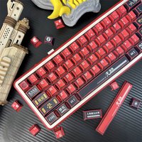 Manga Mecha Style PBT Keycaps Set,137 Keys Red Custom Cherry Profile Doubleshot Keyboard caps For MX Mechanical Keyboard