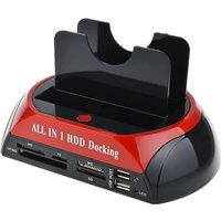Double Bay USB 2.0 IDE SATA Hard Drive Docking Station with Card Reader OTB Clone Dock All in One 2.5" 3.5" SATA Support