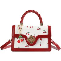 Fashion Cherry Print Top-Handle Bag Ladies Sweet Crossbody Bag Luxury Brand Small Square Bag 2024 Women High Quality Sling Purse