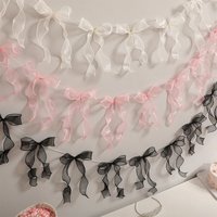 12pcs Mesh Bow Decoration Bow Flower Birthday Party Decorations The Background Decoration Of Valentine's Day Wedding Party