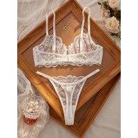 Sexy Lace Floral Underwear Set Women's Ultra-Thin Bra Set 2-Piece Bra And Panties Combo for Ladies