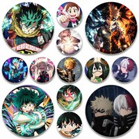 Round Anime Badge Midoriya Izuku Bakugou Katsuki Todoroki Shoto Ochaco Uraraka Cartoon Brooches Creative Pins for Bag Accessorie