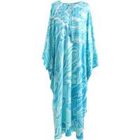 Luxury Designer Inspired Summer Women Kaftan Dress - 100% Jersey Silk Blue Loose Long Maxi Dress High Quality 2025 New Fashion