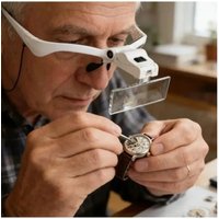 LED Head Magnifier with 2 LED Lights Hands Free Headband Magnifying Glasses Head Mount Magnifying Glass for Watch Repair Reading