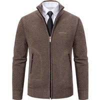 Automne printemps hommes pull manteau marron veste affaires décontracté col roulé fermeture éclair pardessus laine velours pulls froid Sweatercoat