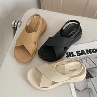 New Pure Color Sandals Casual Outdoor Women's Flip Flops Thick Bottom Fashionable Beach Flat Sandals Open Toe Comfortable Sli...