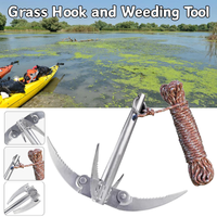 4 Claw Folding Water Weed Remover Anchor Heavy Duty Aquatic Grass Cutter with 10m Braided Rope For Boat Canoes Fishing Supplies