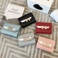 {YY30} Women Wallet Foldable Portable Ladies Short Coin Purses Fashion Cute Bow Clutch Bag PU Leather Female Card Holder Purse