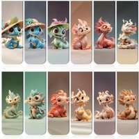 12-Piece Adorable Dinosaur Magnetic Bookmarks - Fun Paper Page Clips for Readers, Office and School Use