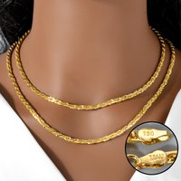 Italian 750 Men's and Women's 18k Gold-plated Necklace Multi-Layered Rectangular Interwoven Hip-hop Party Jewelry