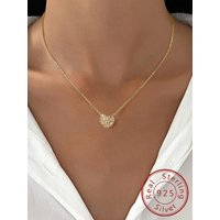 925 Sterling Silver Simplicity Classic Gorgeous Zircon Love Heart Necklace For Women Anniversary Party High Quality Fine Jewelry
