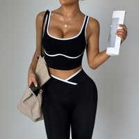New Outdoor Yoga Suit Women's Contrasting Sports Vest Outer Wear Fitness Cross Waist Running Sports Yoga Trousers