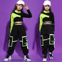 Girls' Street Dance Set, Jazz Dance Costume, Children's Hip-hop Casual Runway Show, Exposed Navel Trend Performance Costume
