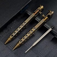 Portable Brass Pen Medium Point 1.0mm Bolt Action Ballpoint Pen Retro Smooth Writing Rollerball Pen